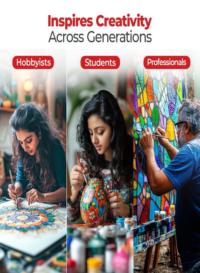 كاميل ألوان أكريليك كاميل ألترا - 24 لونًا غنيًا (10 مل لكل لون) | ألوان متعددة الأسطح للاستخدام المنزلي | ألوان زاهية وثابتة | مناسبة للرسم على القماش والخشب والورق والسيراميك - Image 5